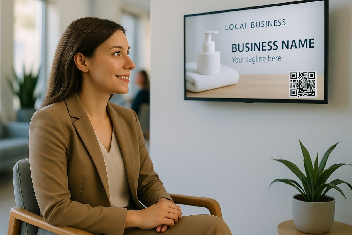 Digital advertising screen at local business venue